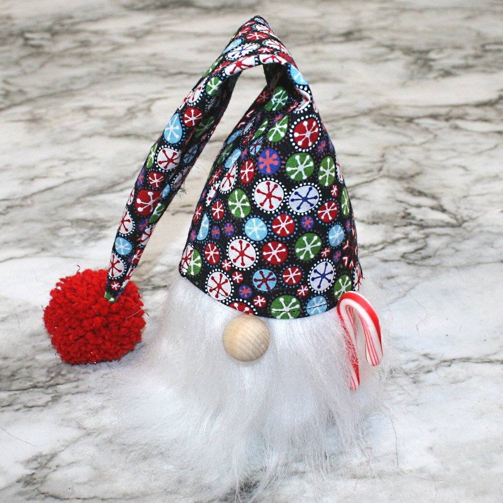 HAND CRAFTED Gnome White Christmas Air Freshener Cover Decor - Candy Snowflake